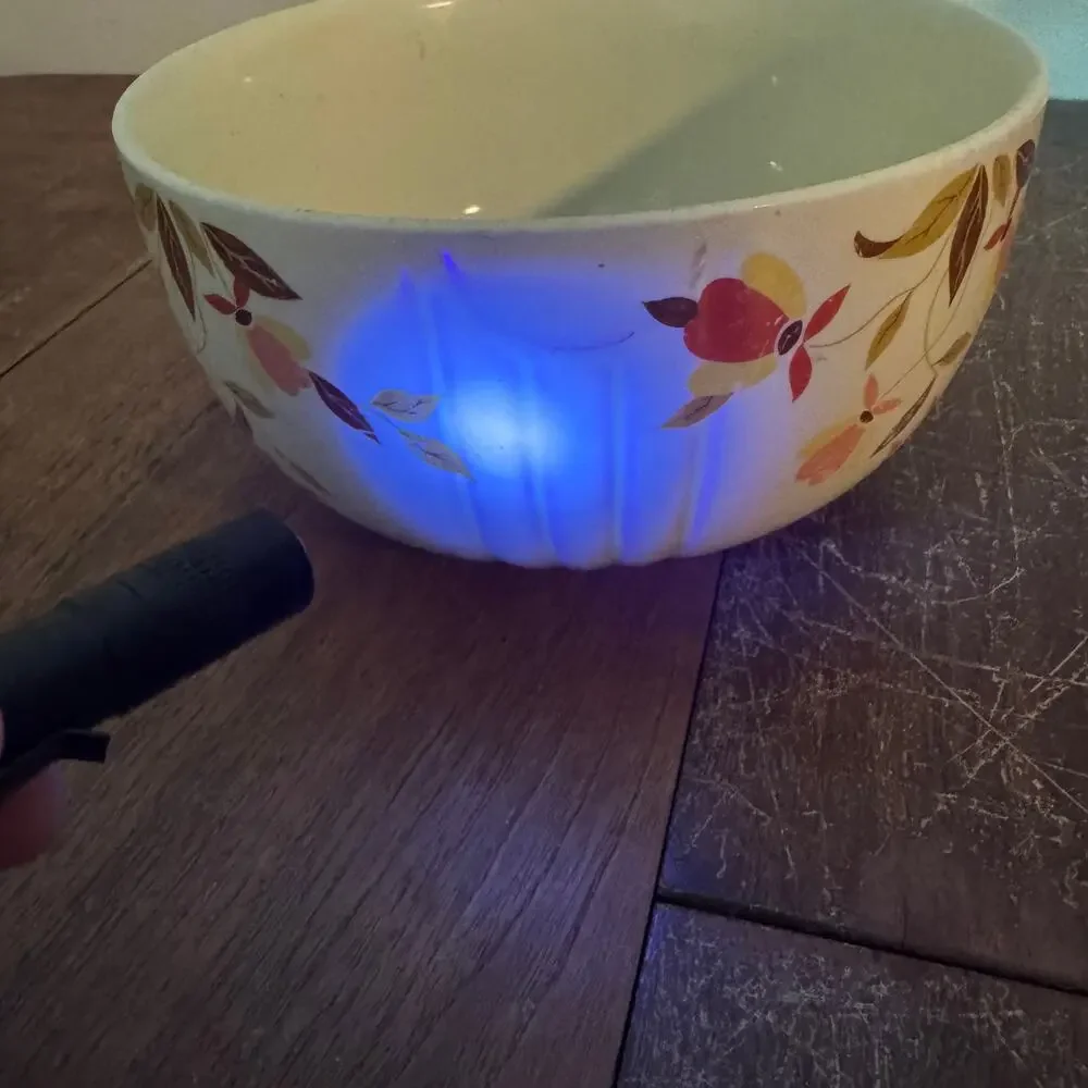 Hall's Superior Kitchenware Mary‎ Dunbar Fall Jewel Tea Autumn Leaf Bowl Uranium